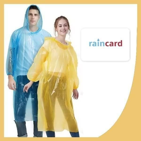 Ultra-Portable Reusable Rain Card Raincoat – Wallet-Sized Emergency Poncho Set (5 Pcs, Multicolour)